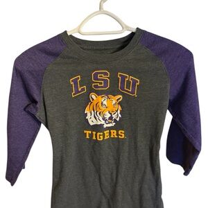 Colosseum Gray and Purple LSU Tigers Raglan Shirt